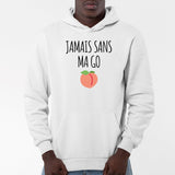 Sweat Capuche Adulte Jamais sans ma go Blanc