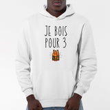 Sweat Capuche Adulte Je bois pour 3 Blanc