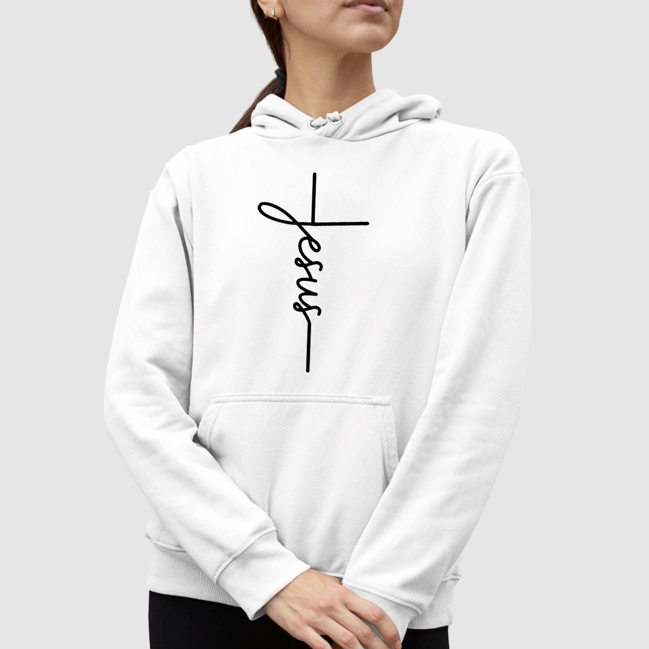 Sweat Capuche Adulte Jesus Blanc