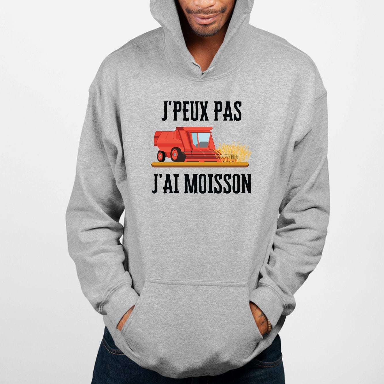 Sweat Capuche Adulte J'peux pas j'ai moisson Gris