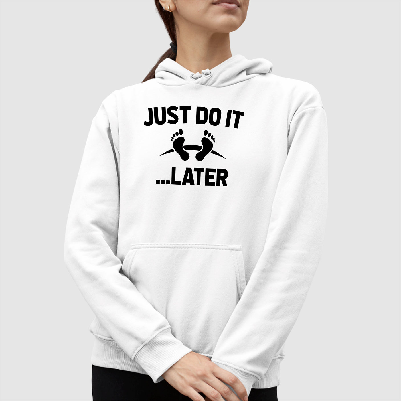 Sweat Capuche Adulte Just do it later Blanc