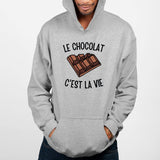 Sweat Capuche Adulte Le chocolat c'est la vie Gris