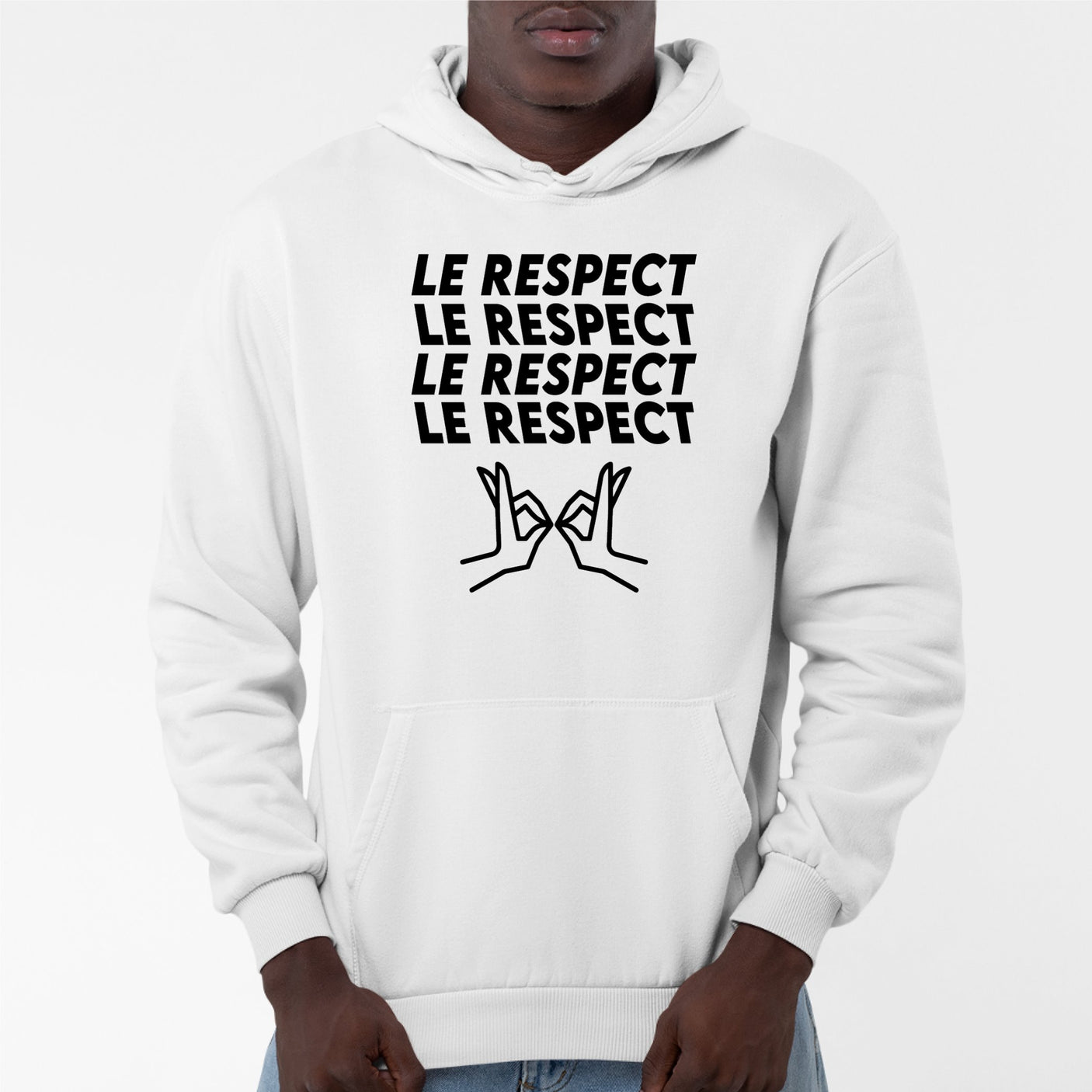 Sweat Capuche Adulte Le respect Blanc