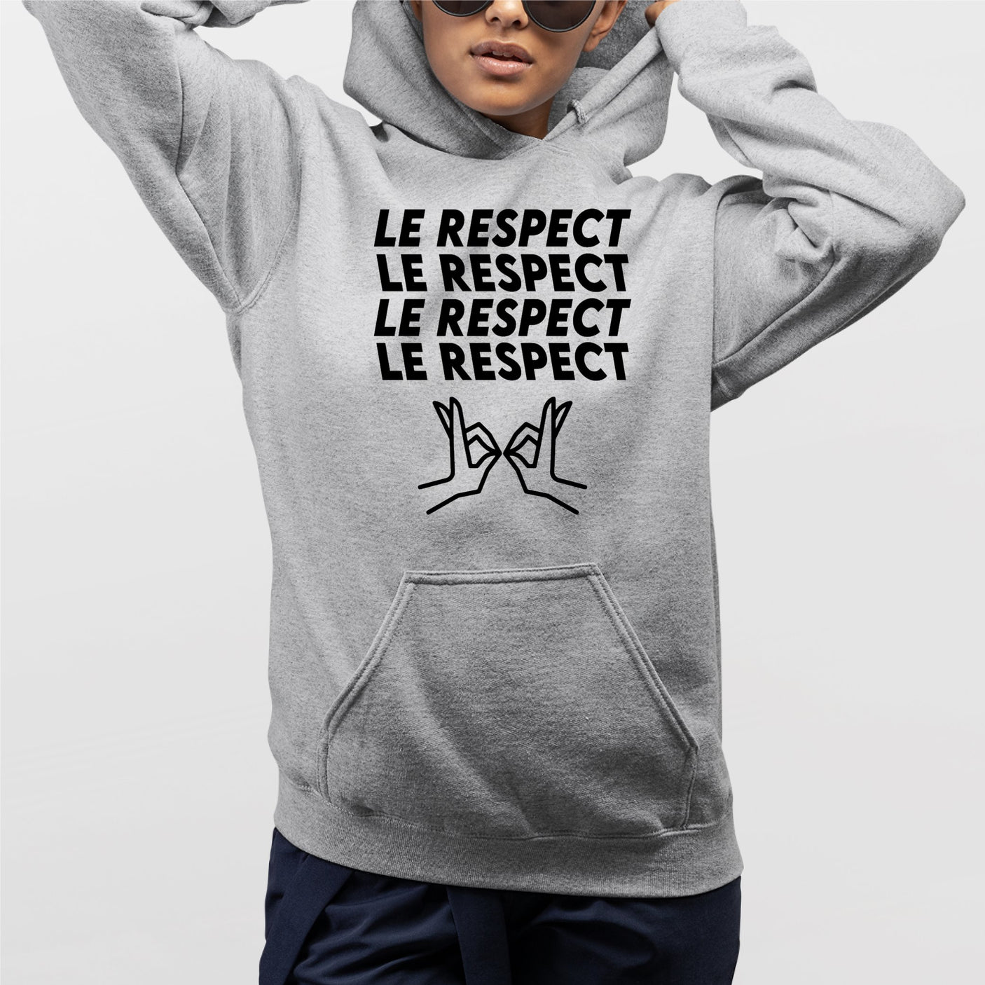 Sweat Capuche Adulte Le respect Gris