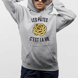 Sweat Capuche Adulte Les pâtes c'est la vie Gris