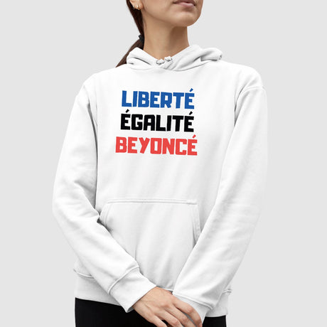 Sweat Capuche Adulte Liberté égalité Beyoncé Blanc