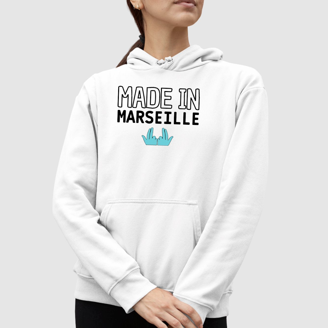 Sweat Capuche Adulte Made in Marseille Blanc