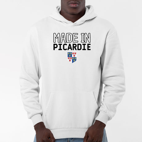 Sweat Capuche Adulte Made in Picardie Blanc