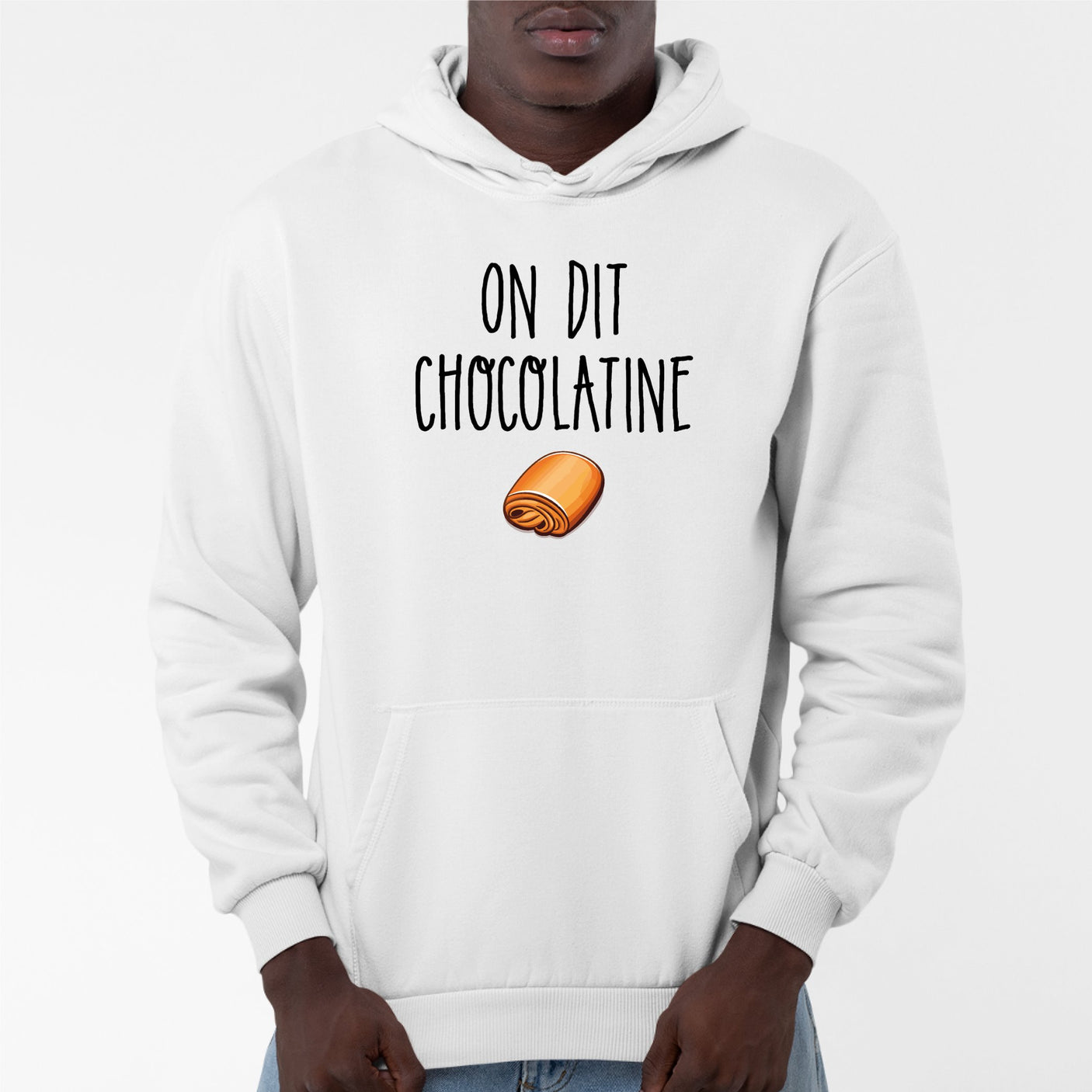 Sweat Capuche Adulte On dit chocolatine Blanc