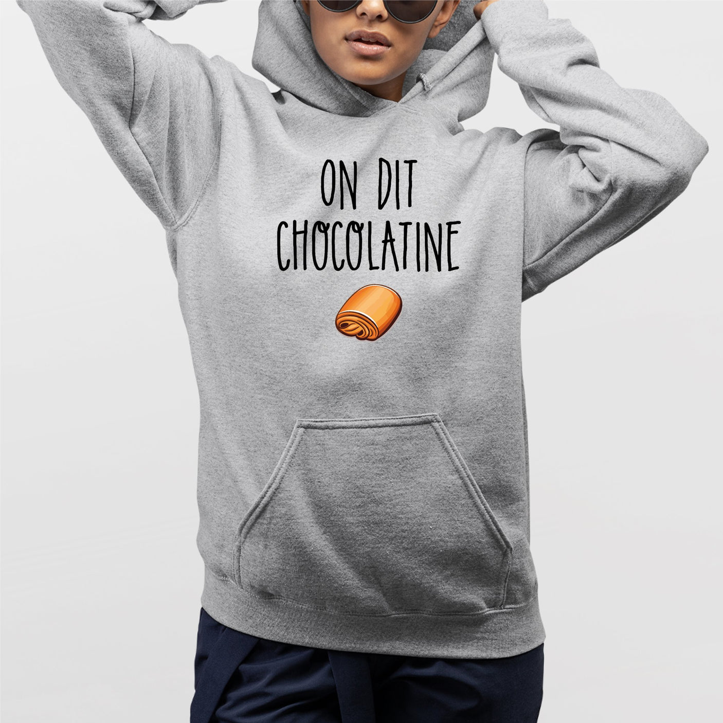 Sweat Capuche Adulte On dit chocolatine Gris