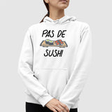 Sweat Capuche Adulte Pas de sushi Blanc