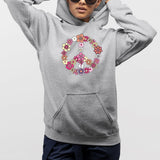 Sweat Capuche Adulte Peace and Love Gris