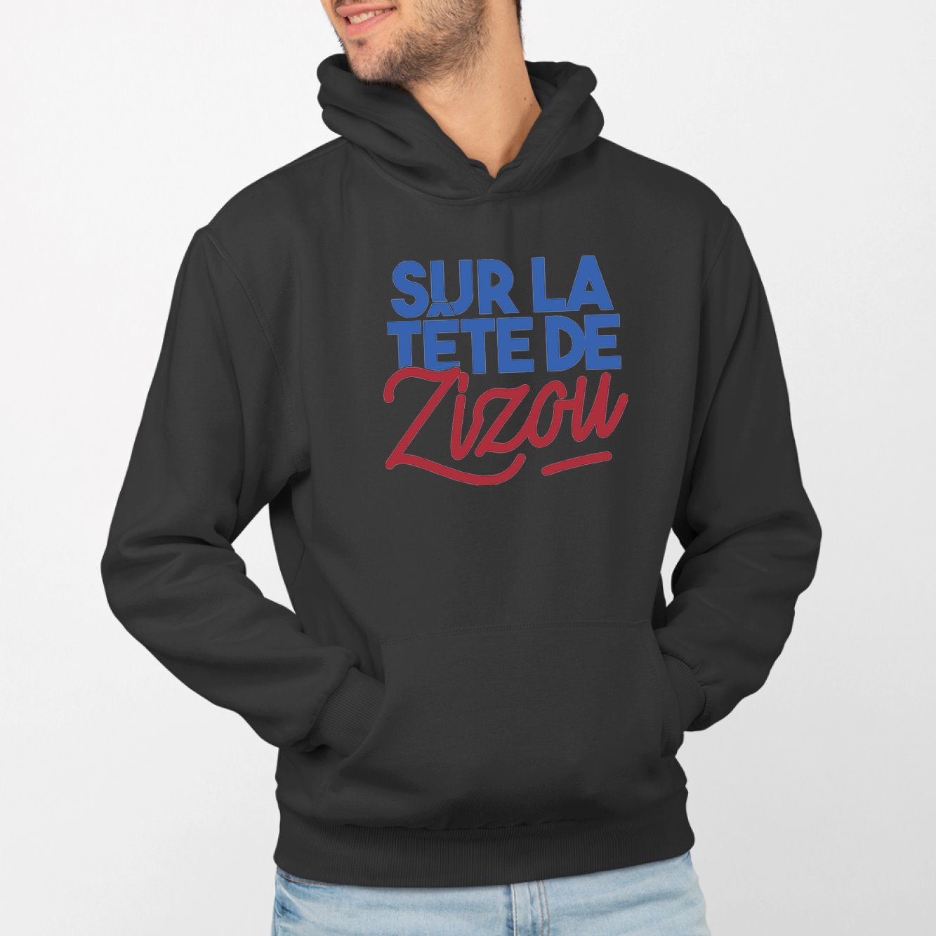 Sweat Capuche Adulte Sur la tête de Zizou Noir