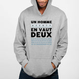 Sweat Capuche Adulte Un homme AZERTY en vaut deux Gris