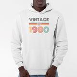 Sweat Capuche Adulte Vintage année 1980 Blanc