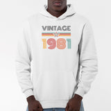 Sweat Capuche Adulte Vintage année 1981 Blanc