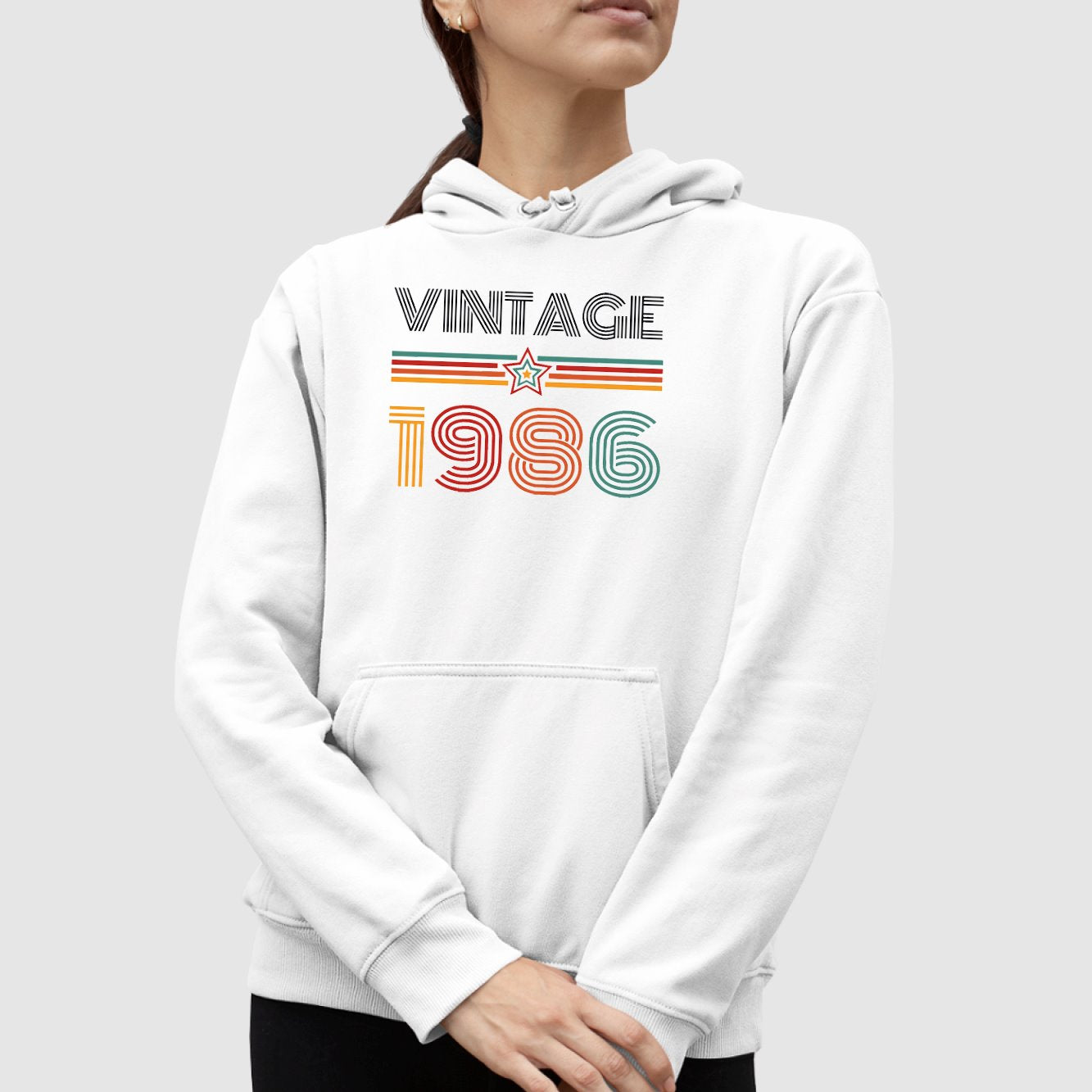 Sweat Capuche Adulte Vintage année 1986 Blanc