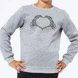 Sweat Enfant Coeur mains squelette Gris