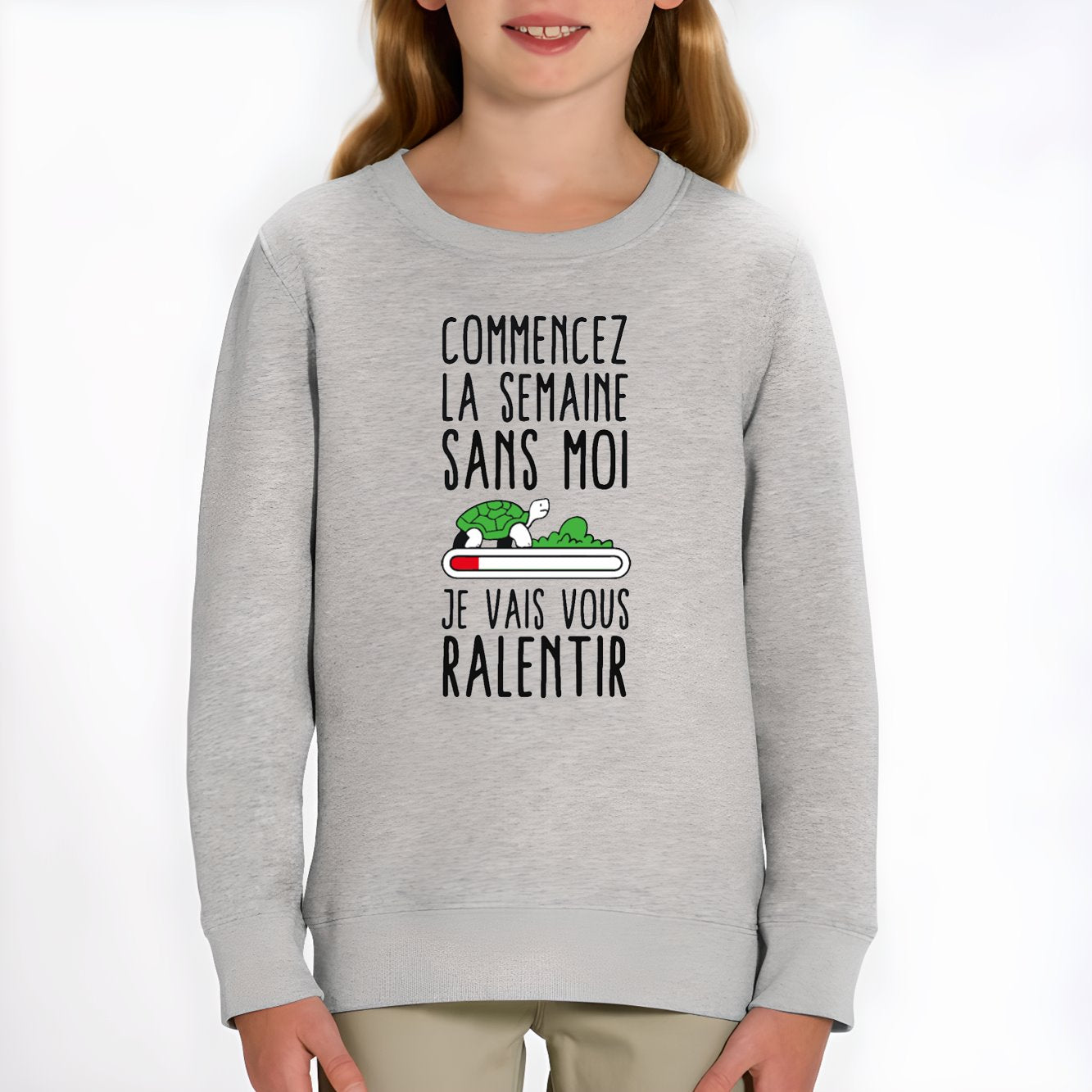 Sweat Enfant Commencez la semaine sans moi Gris