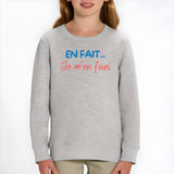 Sweat Enfant En fait je m'en fous Gris