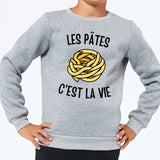 Sweat Enfant Les pâtes c'est la vie Gris