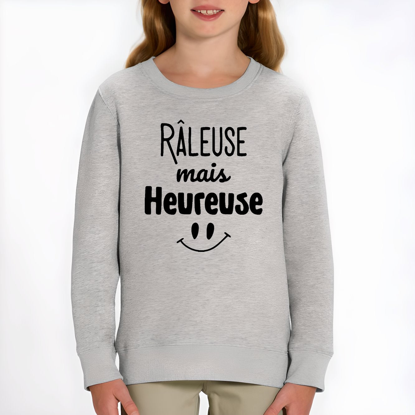 Sweat Enfant Râleuse mais heureuse Gris