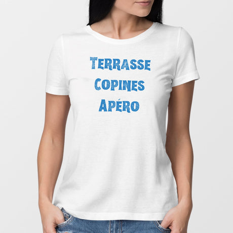 T-Shirt Femme Terrasse copines apéro Blanc