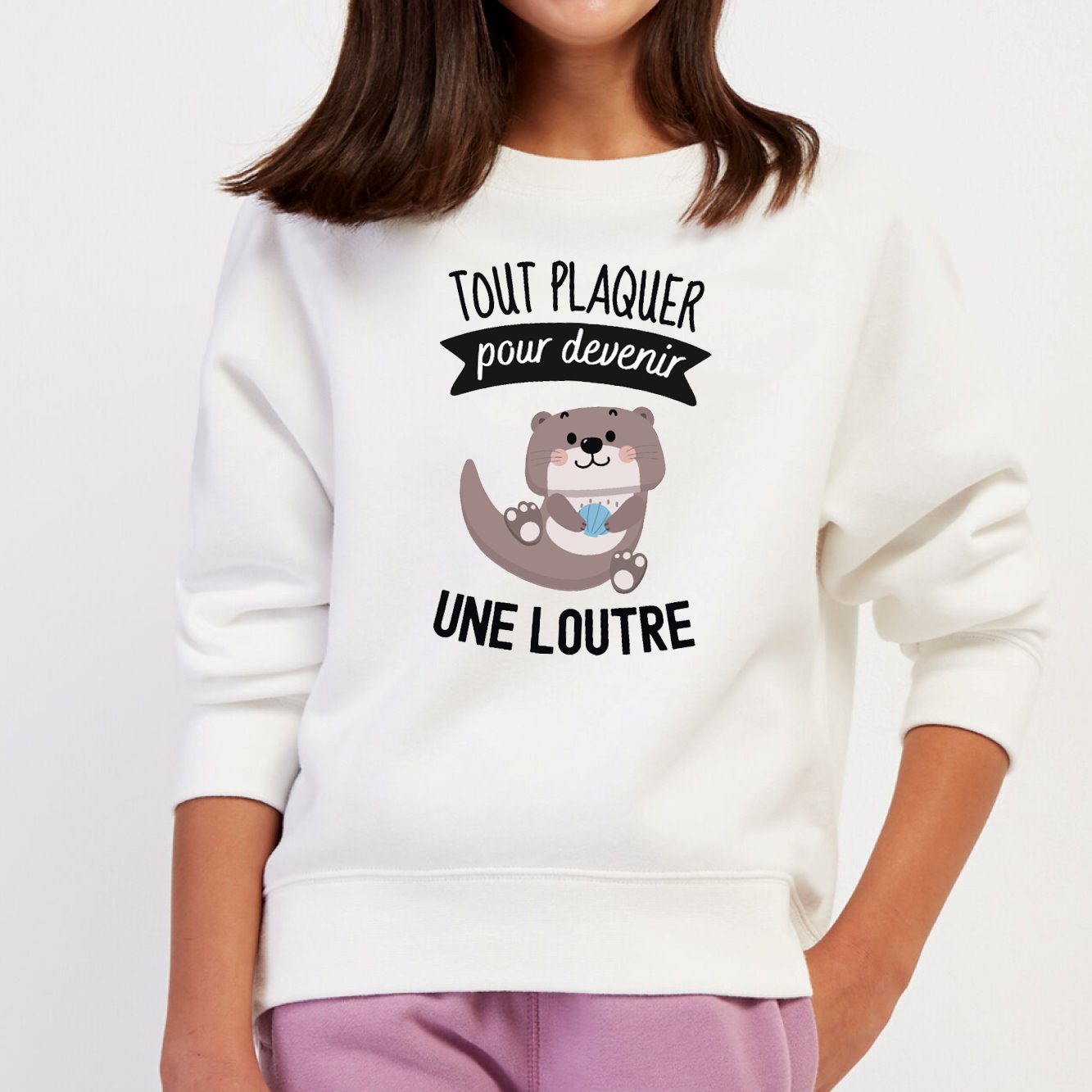 Sweat Enfant Tout plaquer pour devenir une loutre Blanc