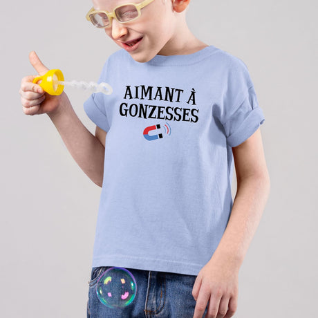 T-Shirt Enfant Aimant à gonzesses Bleu