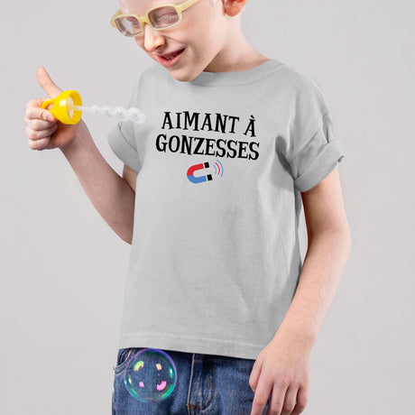 T-Shirt Enfant Aimant à gonzesses Gris