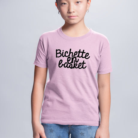 T-Shirt Enfant Bichette en basket Rose