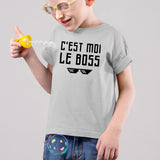 T-Shirt Enfant C'est moi le boss Gris