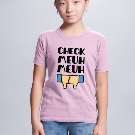 T-Shirt Enfant Check meuh meuh Rose
