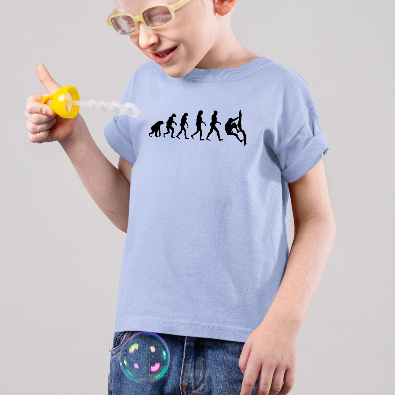 T-Shirt Enfant Évolution escalade Bleu