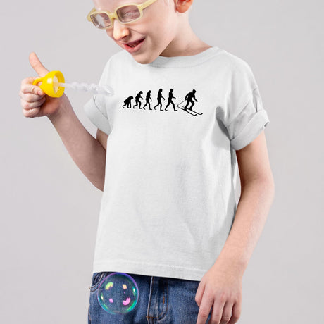 T-Shirt Enfant Évolution ski Blanc
