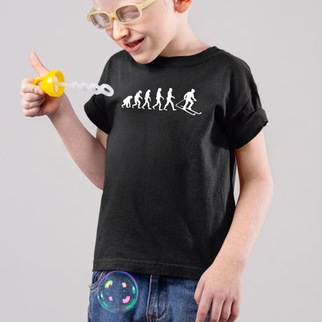 T-Shirt Enfant Évolution ski Noir