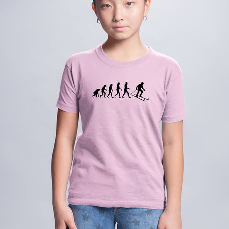 T-Shirt Enfant Évolution ski Rose