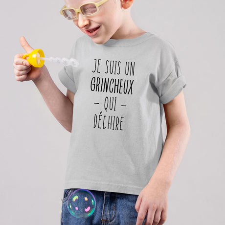 T-Shirt Enfant Grincheux qui déchire Gris