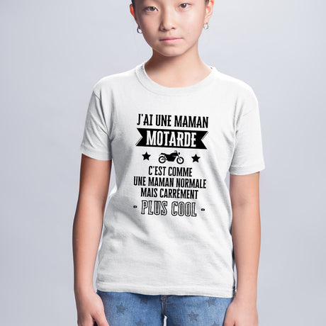 T-Shirt Enfant J'ai une maman motarde Blanc