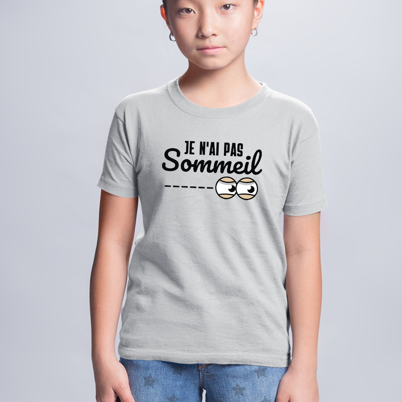 T-Shirt Enfant Je n'ai pas sommeil Gris