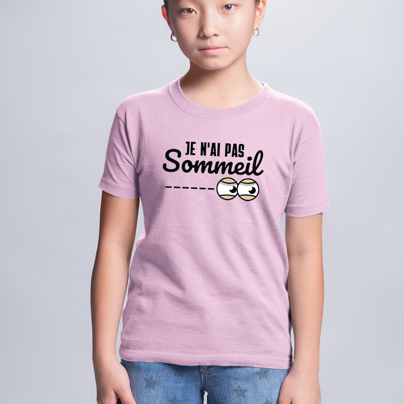 T-Shirt Enfant Je n'ai pas sommeil Rose