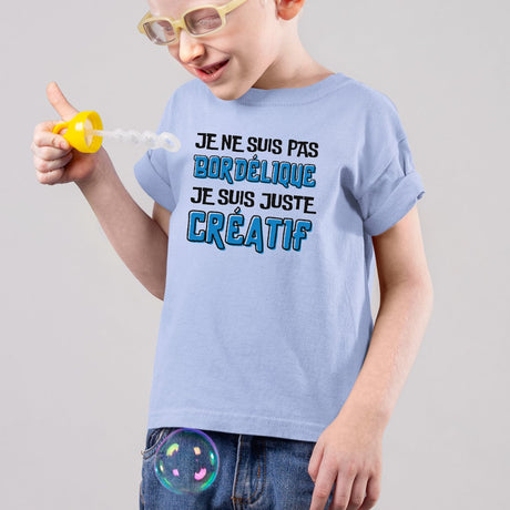 T-Shirt Enfant Je ne suis pas bordélique je suis créatif Bleu