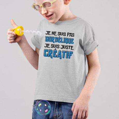 T-Shirt Enfant Je ne suis pas bordélique je suis créatif Gris