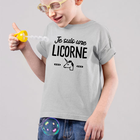 T-Shirt Enfant Je suis une licorne Gris