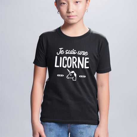 T-Shirt Enfant Je suis une licorne Noir