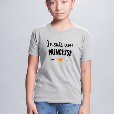 T-Shirt Enfant Je suis une princesse Gris