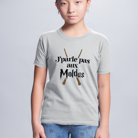 T-Shirt Enfant J'parle pas aux Moldus Gris