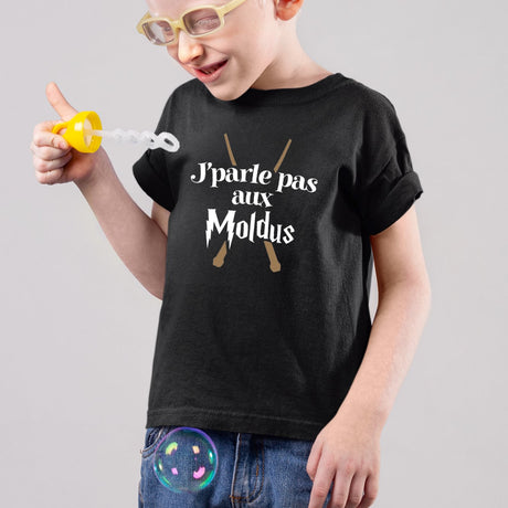 T-Shirt Enfant J'parle pas aux Moldus Noir