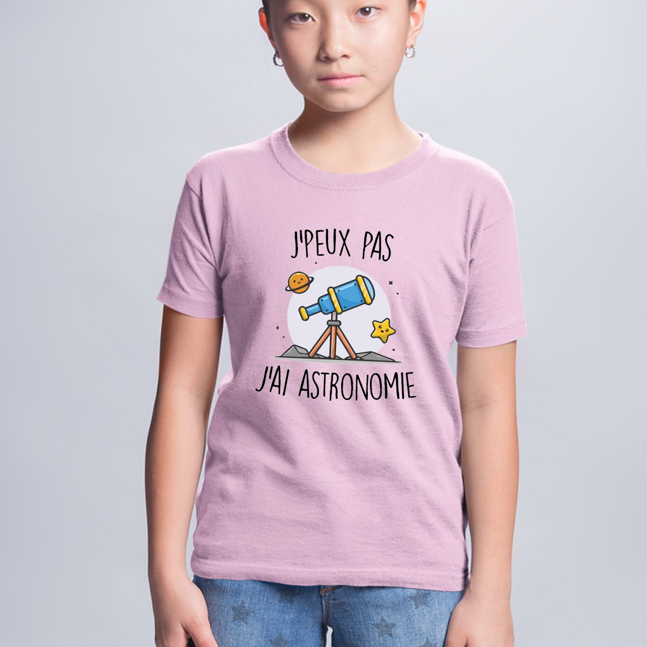 T-Shirt Enfant J'peux pas j'ai astronomie Rose
