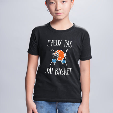 T-Shirt Enfant J'peux pas j'ai basket Noir